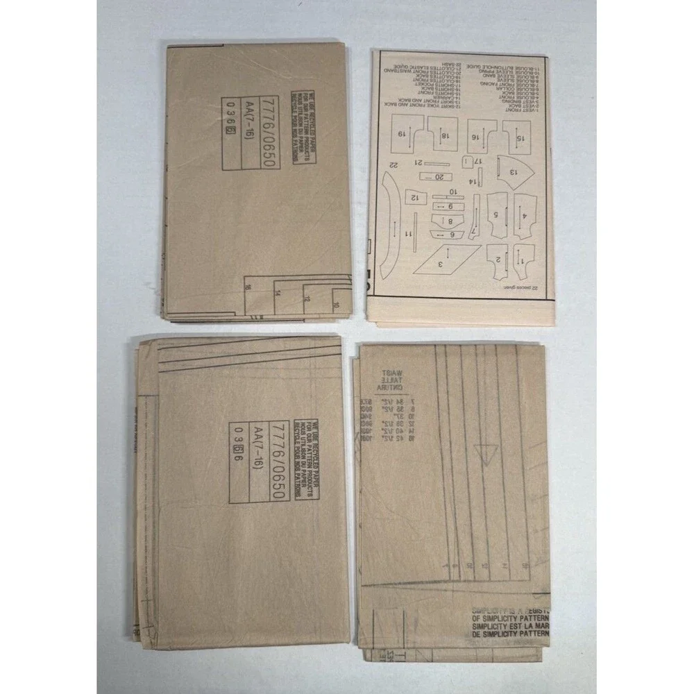 Simplicity Girl Scouts USA Uniform Patterns 7775 7776 7777 Cut 1990s, lot 3